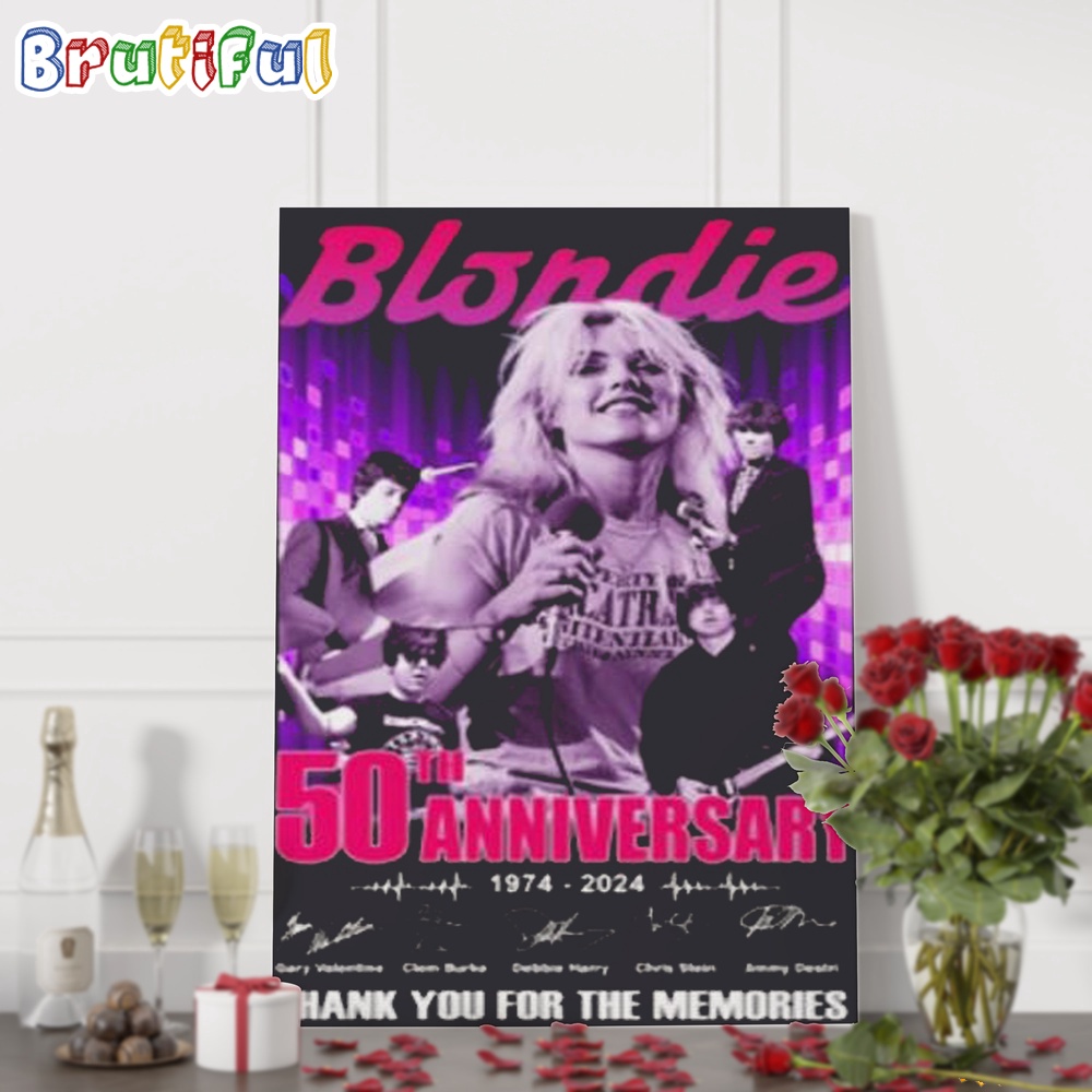 Blondie 50th Anniversary 1974 2024 Thank You For The Memories Wall Art Poster Canvas