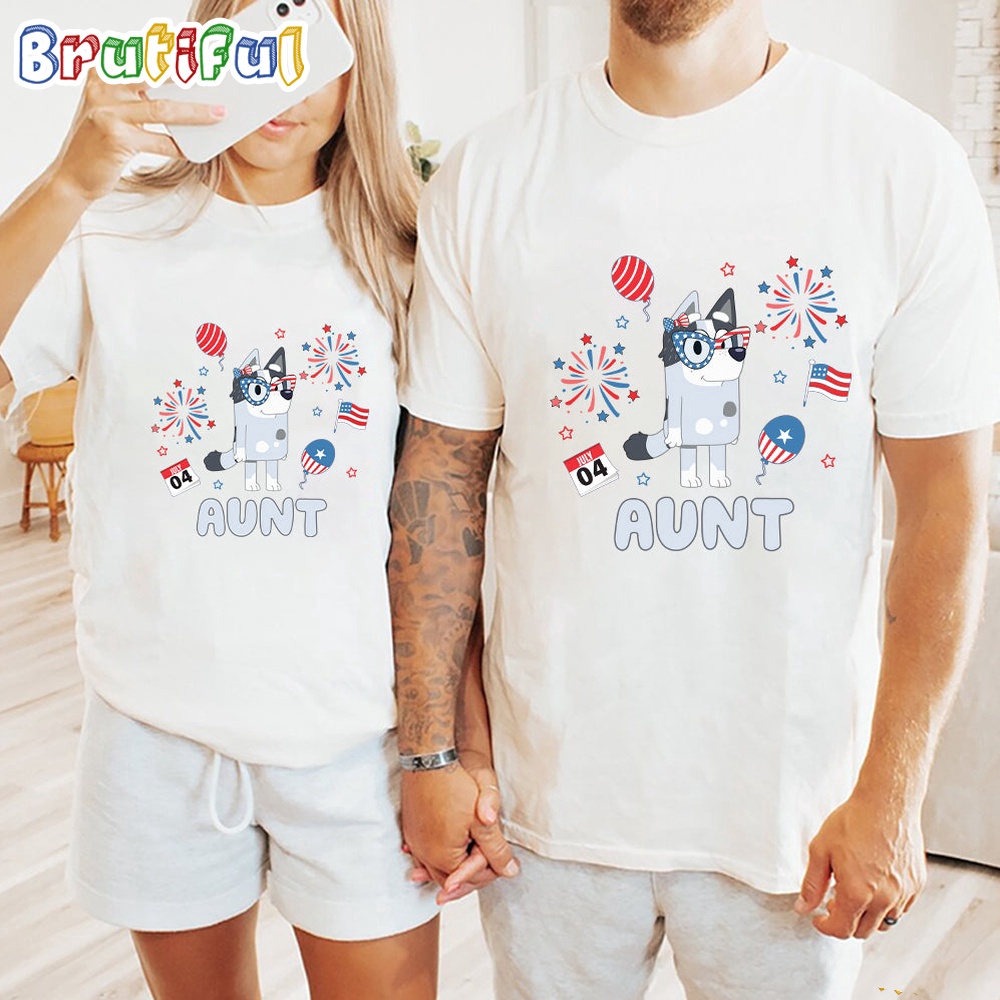 Bluey Aunt Independence Day 4th Of July Shirt Bluey T Shirt Mens Bluey Shirt Womens Bluey Shirt
