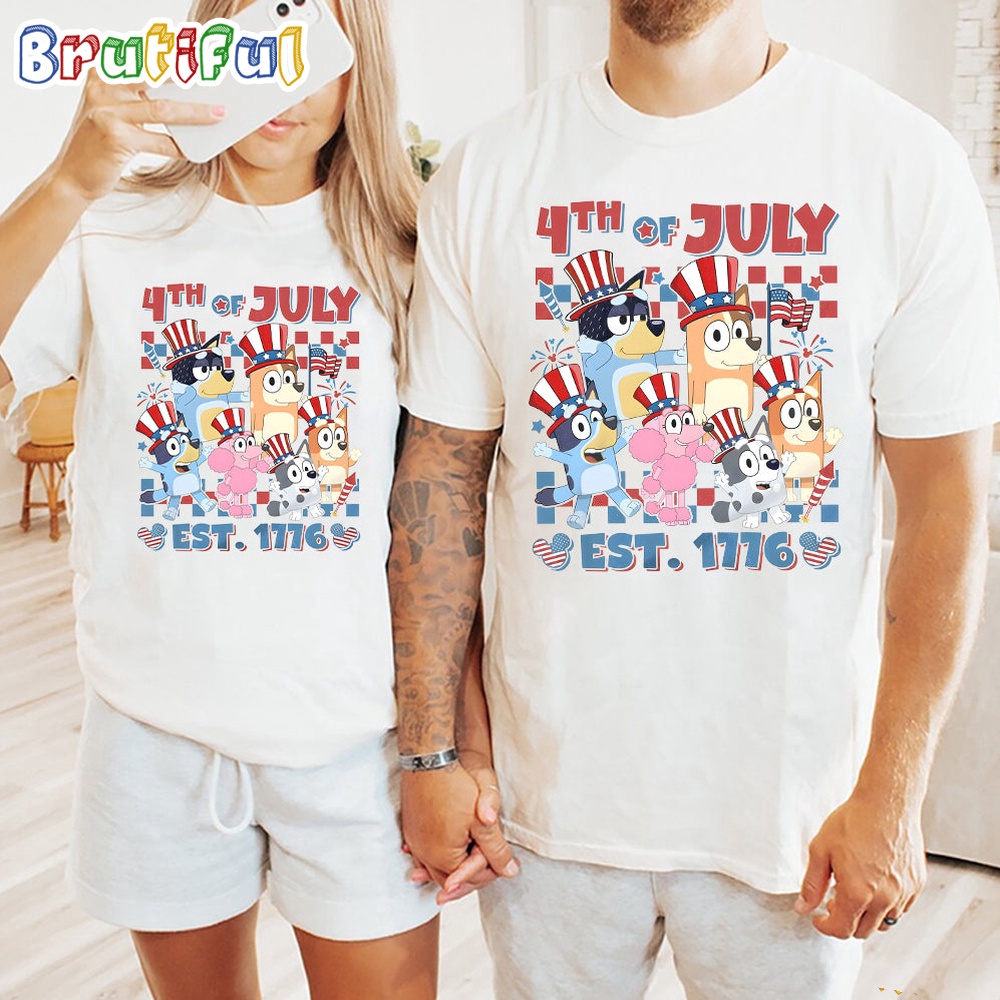 Bluey Happy 4th Of July 2024 Shirt Bluey T Shirt Mens Bluey Shirt Womens Bluey Shirt