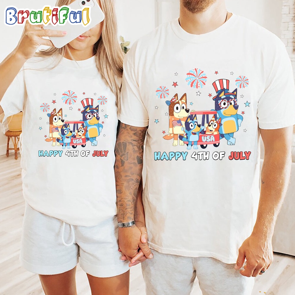 Bluey Happy 4th Of July 2024 T Shirt Bluey T Shirt Mens Bluey Shirt Womens Bluey Shirt
