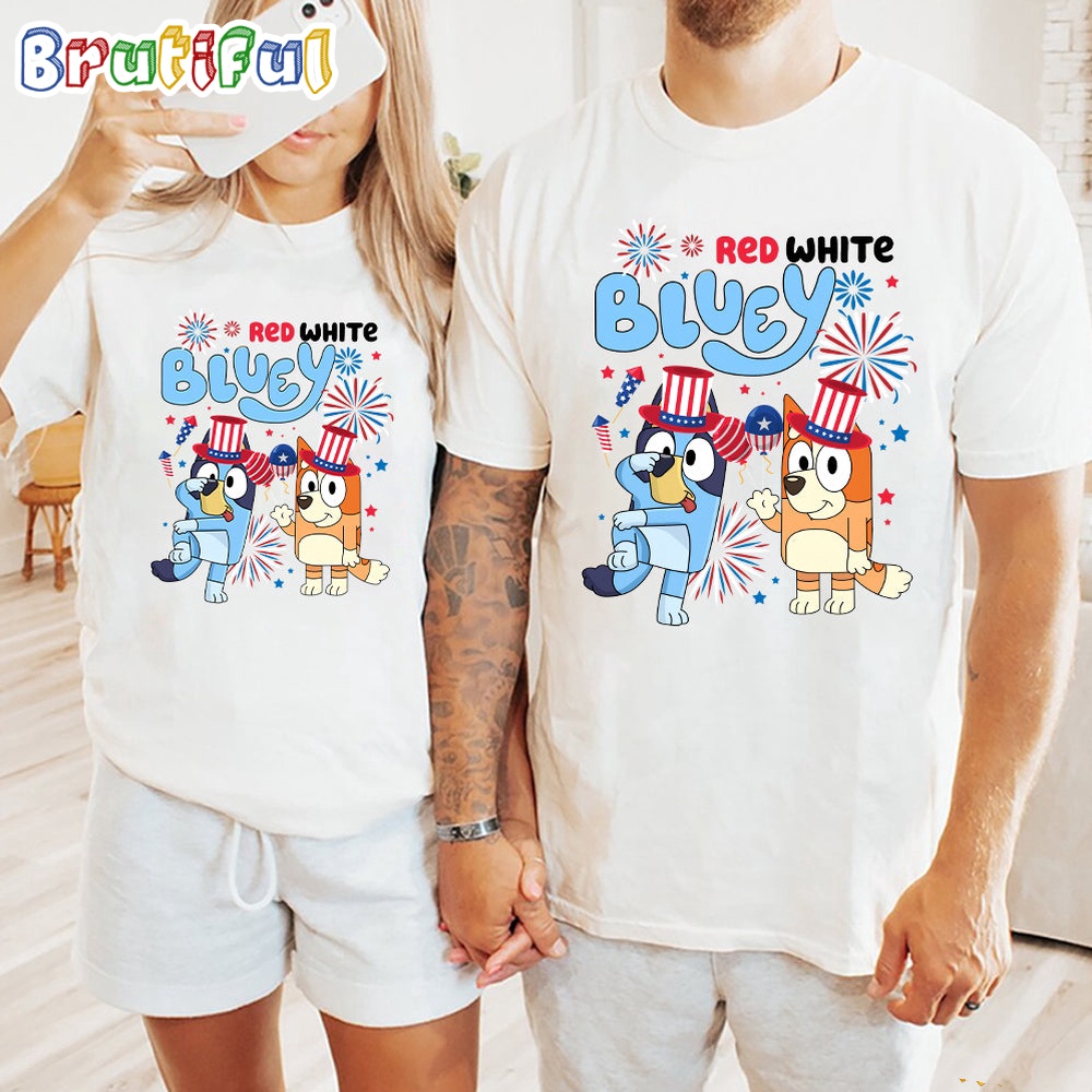 Bluey Red White Independence Day 4th Of July T Shirt Bluey T Shirt Mens Bluey Shirt Womens Bluey Shirt