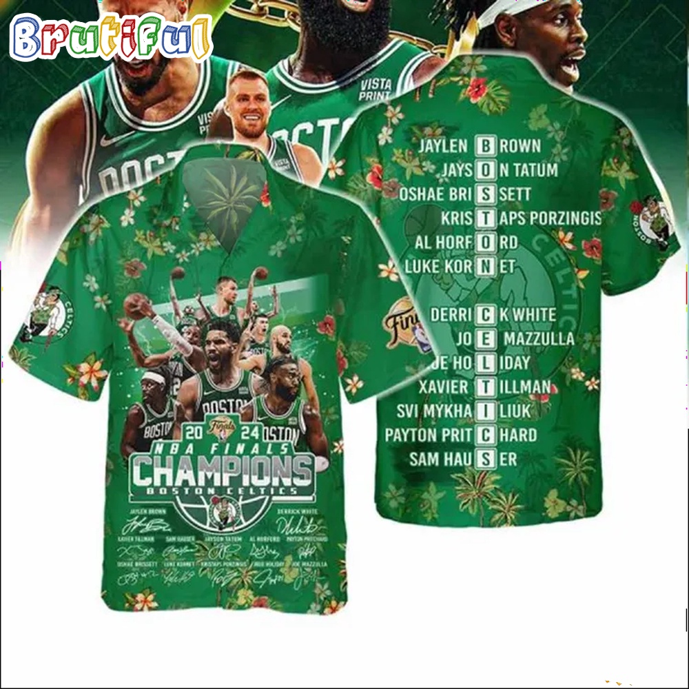 Boston Celtics 2024 NBA Final Champions Team Player Signature Hawaiian Shirt