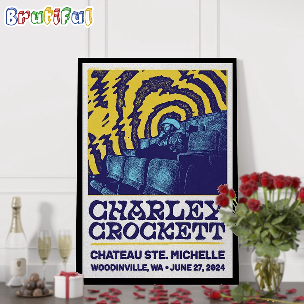 Charley Crockett June 27 2024 Chateau Ste Michelle Woodinville WA Tour Wall Art Poster Canvas