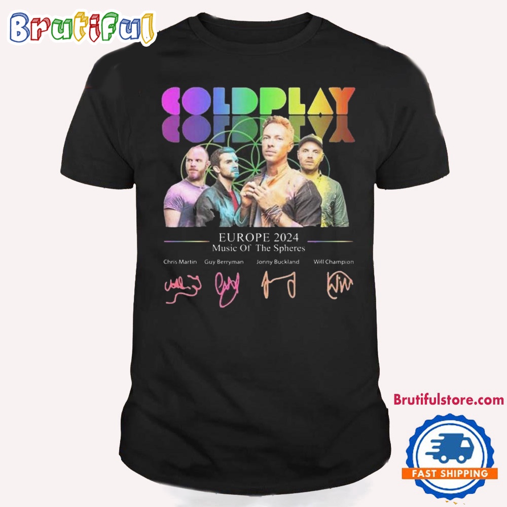 Coldplay Europe 2024 Music Tour Of Sphere Schedule Signatures T Shirt