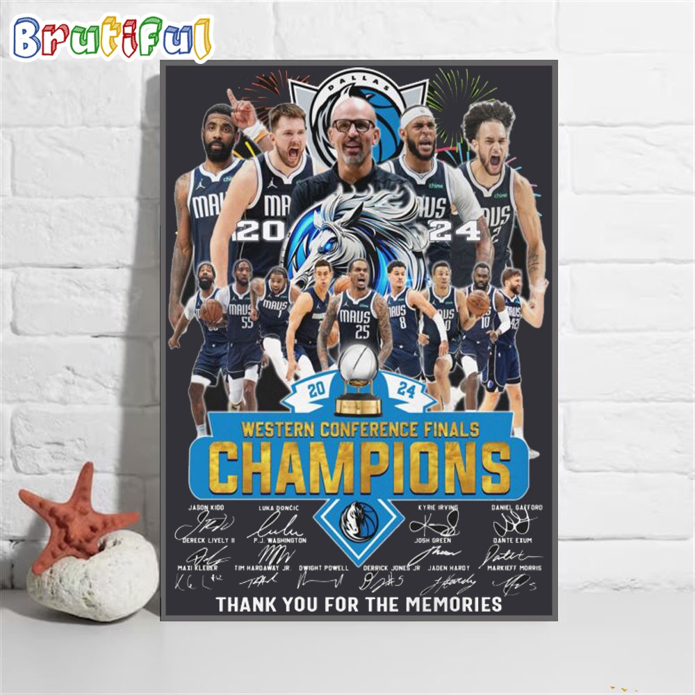 Dallas Mavericks 2024 Western Conference Champions Thank You For The Memories Signature Poster Canvas