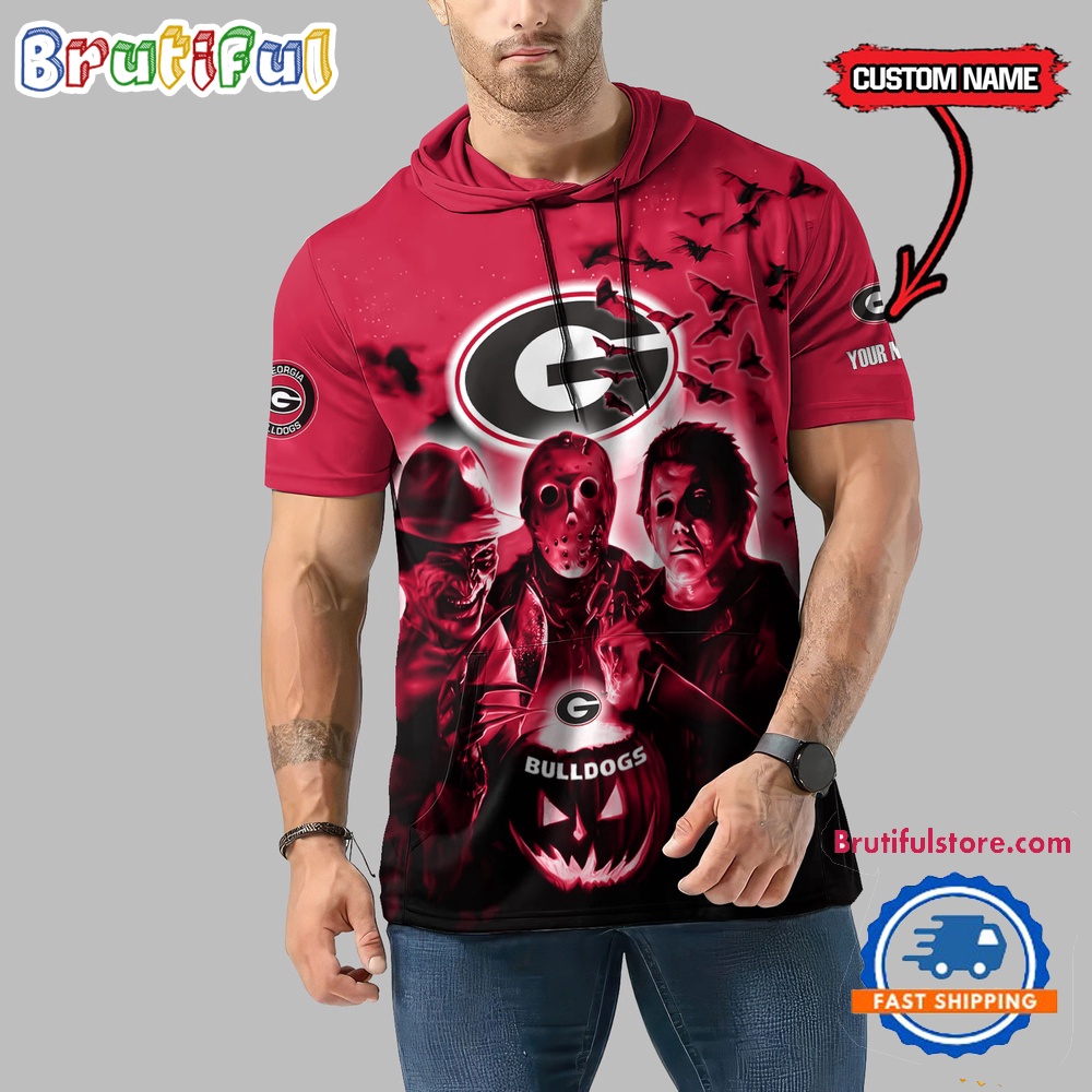 Georgia Bulldogs Horror Characters Essential Halloween Sleeveless Hoodie 1
