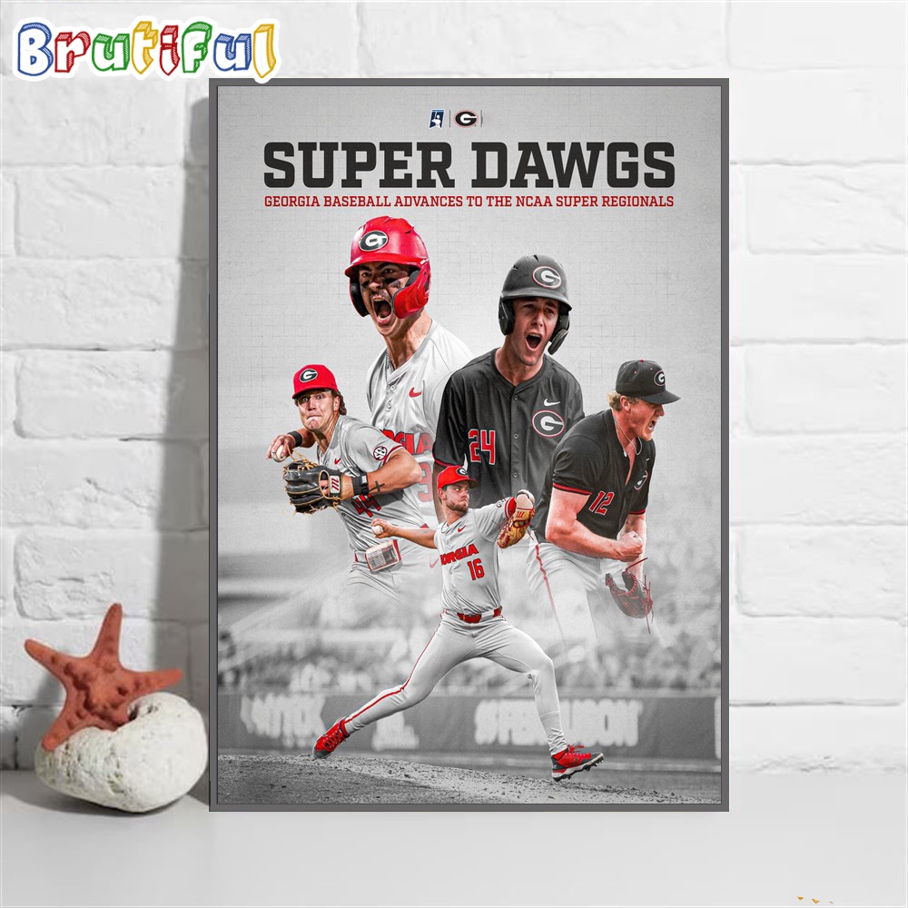 Georgia Bulldogs 2024 Baseball NCAA Supper Regionals Wall Art Poster Canvas uii9pc.jpg