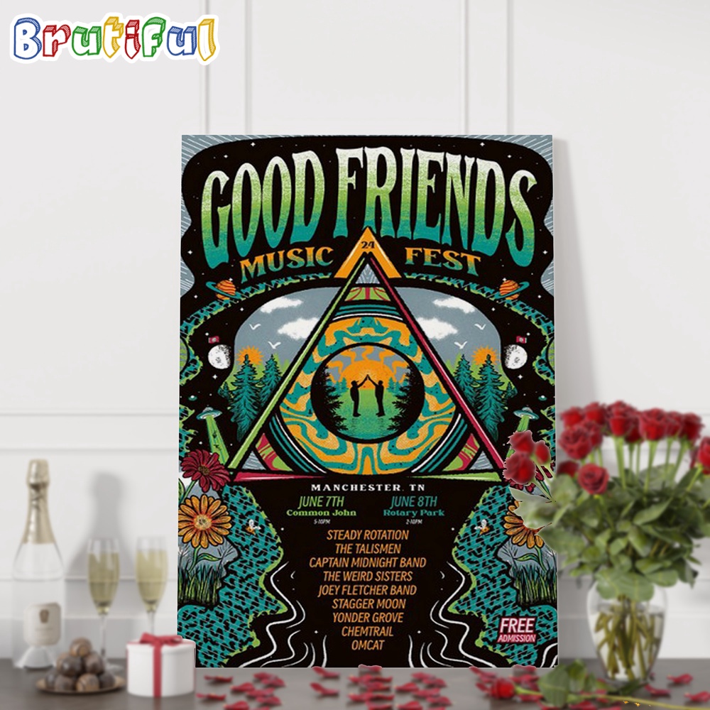 Good Friends Music Fest June 7 8 2024 Tour Manchester Wall Art Poster Canvas