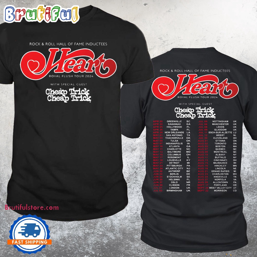 Heart Royal Flush Tour 2024 T Shirt Heart Cheap Trick Shirt Heart World Tour 2024 Shirt