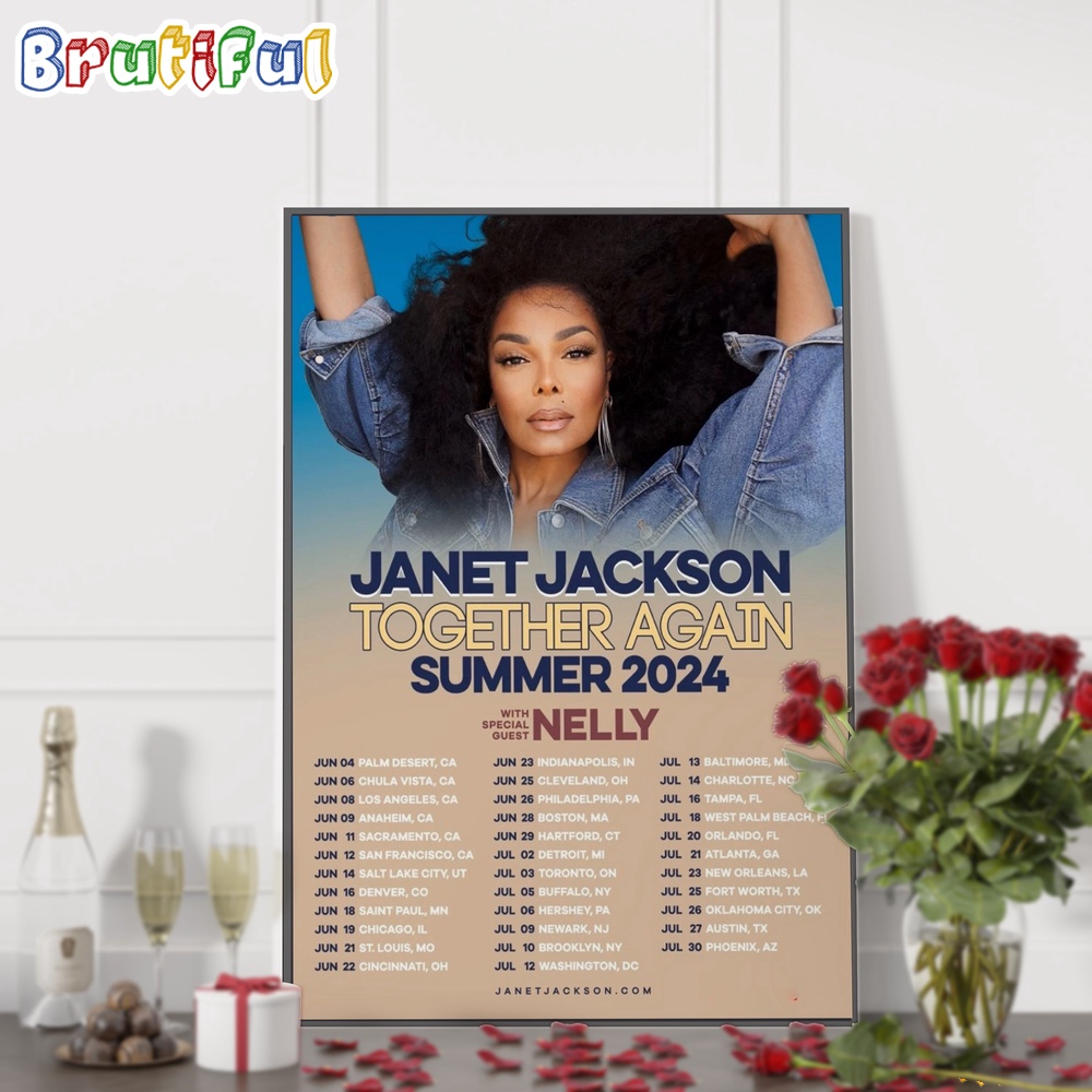 Janet Jackson Together Again 2024 Tour Wall Art Poster Canvas Janet Jackson Music Tour Poster