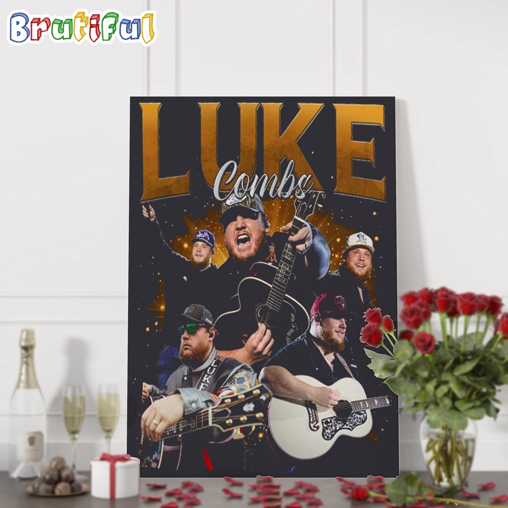 Luke Combs Vintage Canvas Luke Combs Country Music Tour 2024 Poster Canvas Art