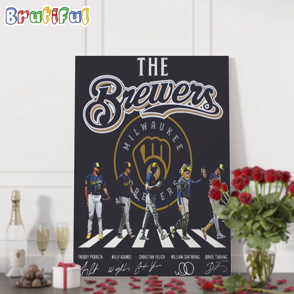 MLB Milwaukee Brewers Baseball Go On The Road Signature Wall Art Poster Canvas