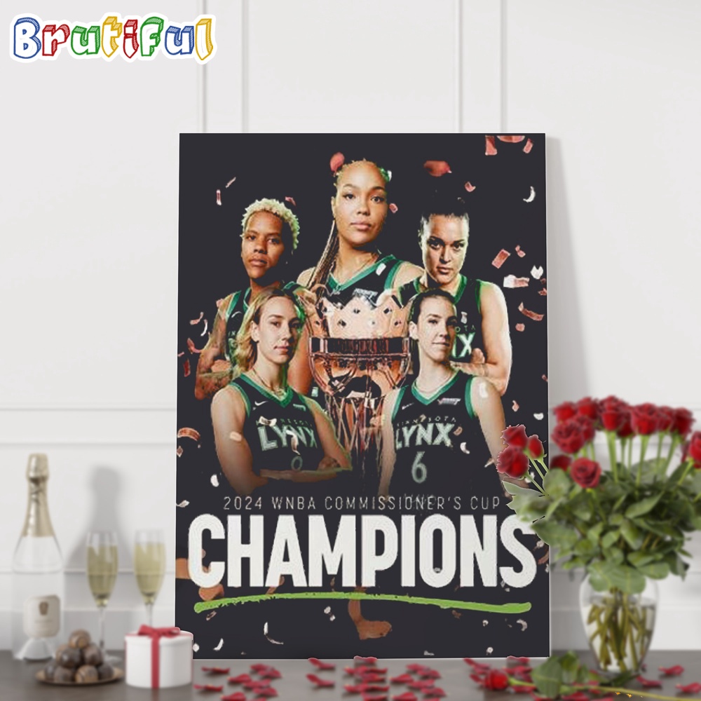 Minnesota Lynx 2024 Champions WNBA Commissioner's Cup Wall Art Poster Canvas