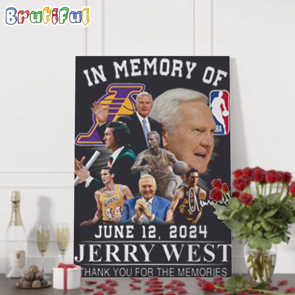 NBA Los Angeles Lakers Jerry West 1938 2024 Signature Wall Art Poster Canvas