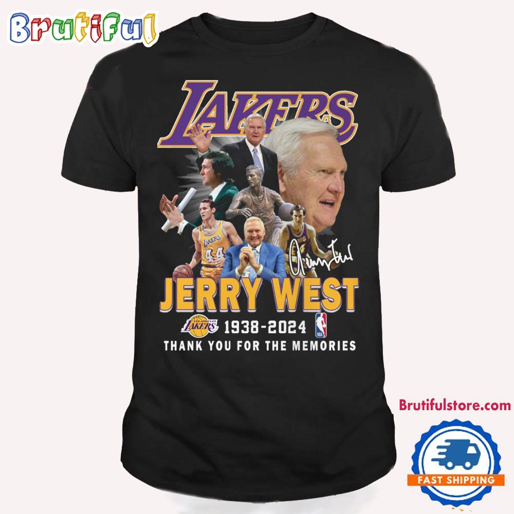 NBA Los Angeles Lakers Jerry West 1938 2024 Thank You For The Memories Signature T Shirt 1