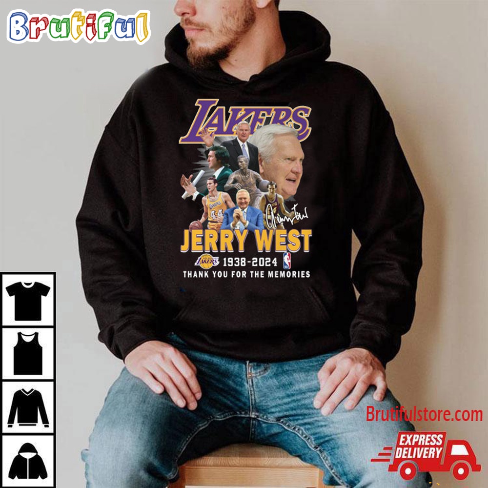 NBA Los Angeles Lakers Jerry West 1938 2024 Thank You For The Memories Signature T Shirt 2