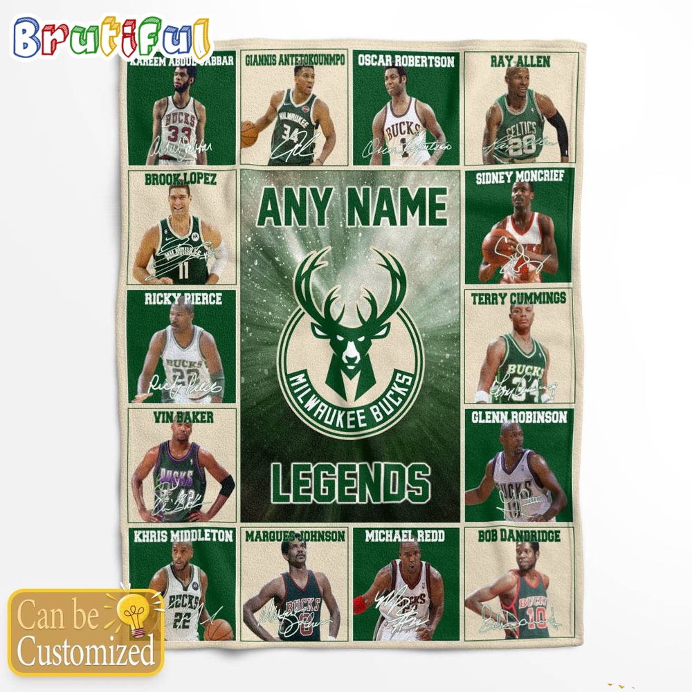 NBA Milwaukee Bucks Basketball Team Player Legends Blanket 1