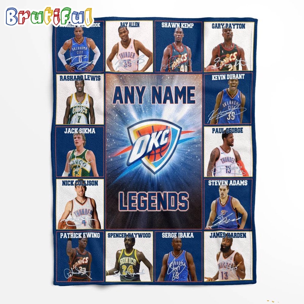 NBA Oklahoma City Thunder Basketball Team Player Legends Blanket 1