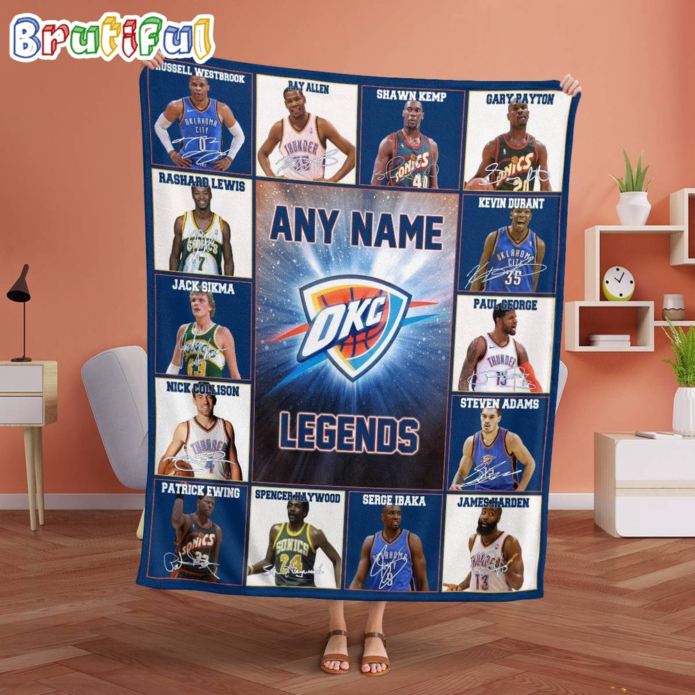 NBA Oklahoma City Thunder Basketball Team Player Legends Blanket 2