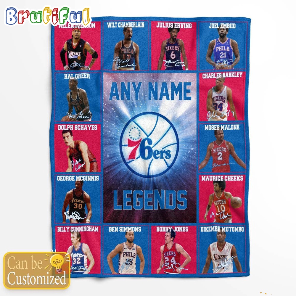 NBA Philadelphia 76ers Basketball Team Player Legends Blanket 1