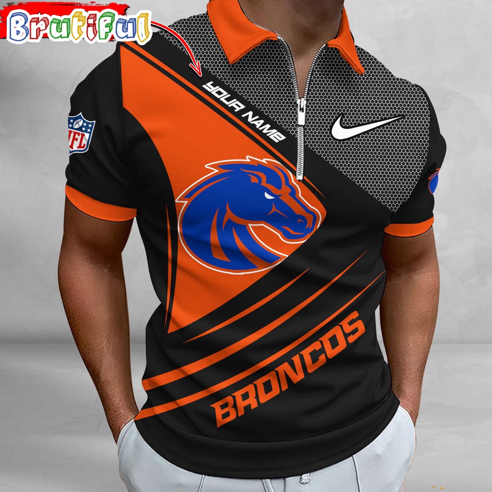 NCAA Boise State Broncos Polo Shirt Sporty Zip Polo Shirt