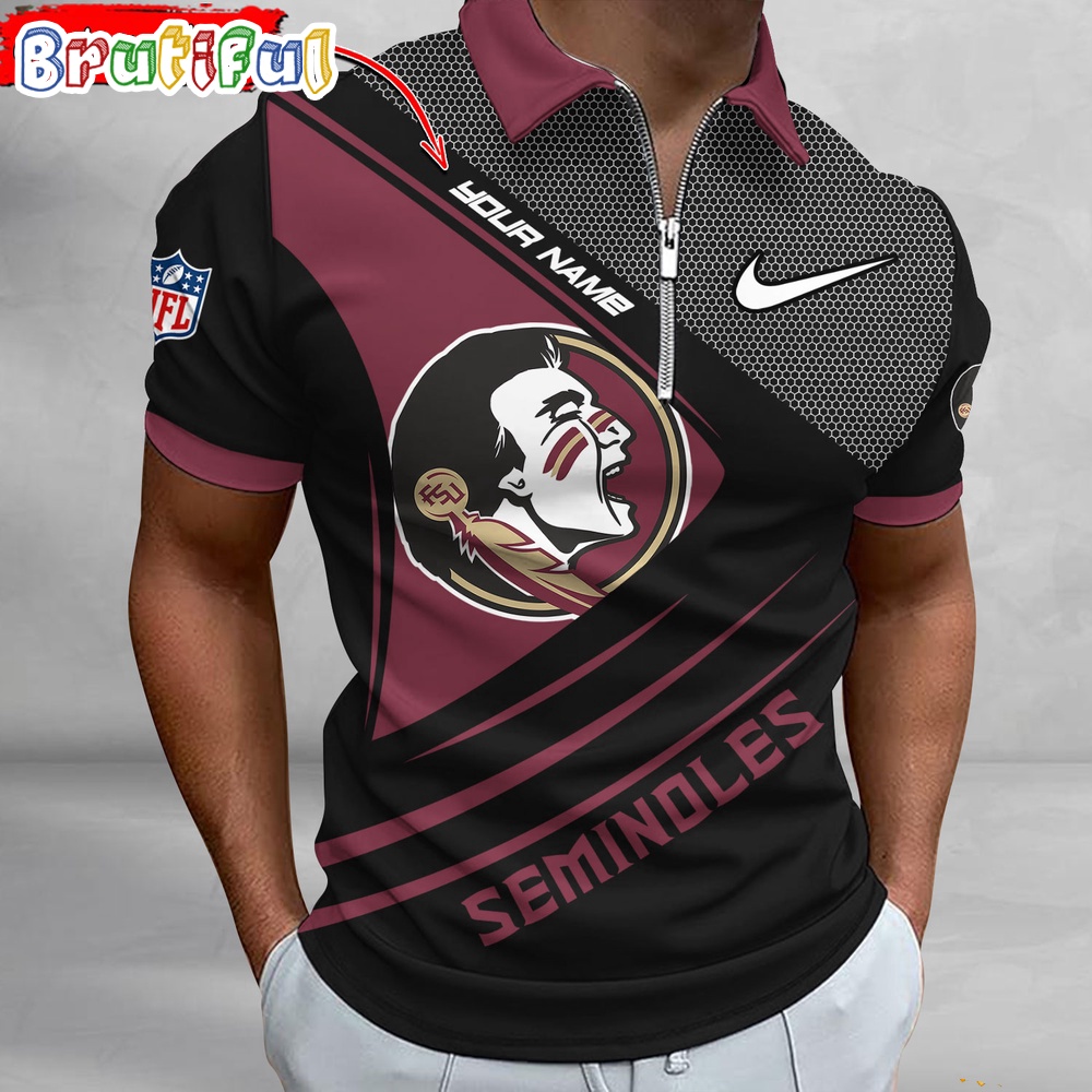 NCAA Florida State Seminoles Polo Shirt Sporty Zip Polo Shirt
