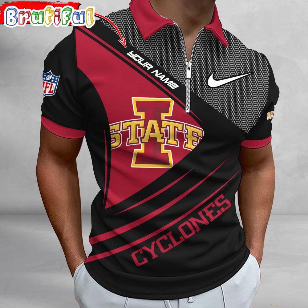 NCAA Iowa State Cyclones Polo Shirt Sporty Zip Polo Shirt