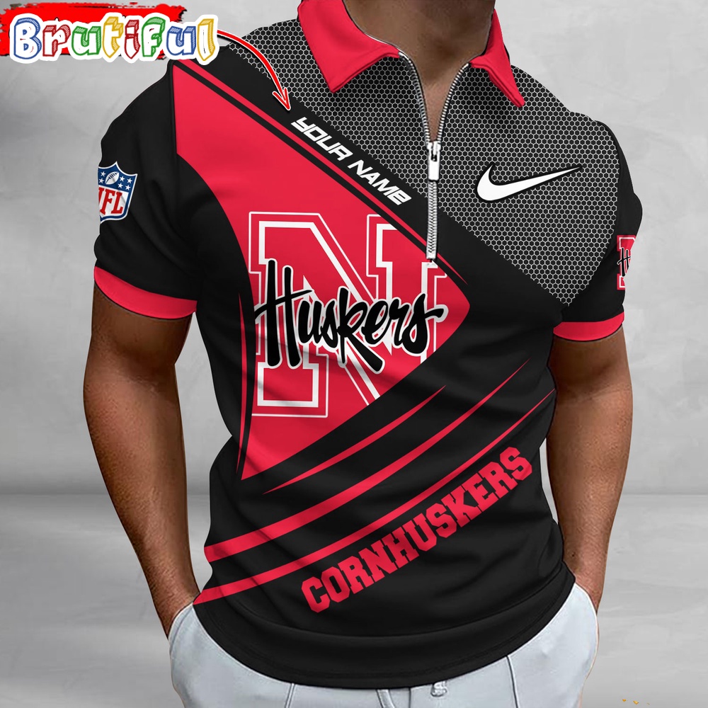 NCAA Nebraska Cornhuskers Polo Shirt Sporty Zip Polo Shirt