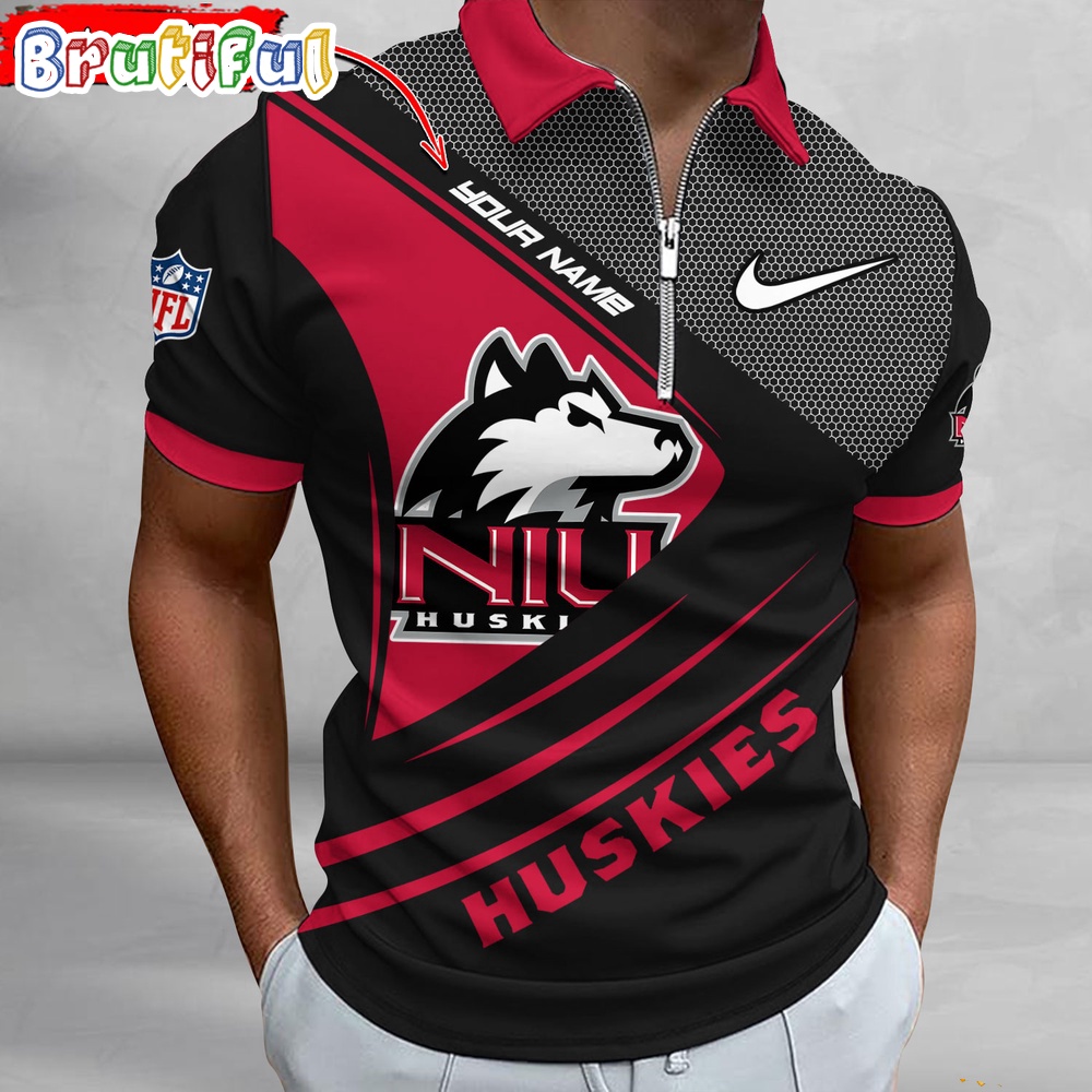 NCAA Northern Illinois Huskies Polo Shirt Sporty Zip Polo Shirt