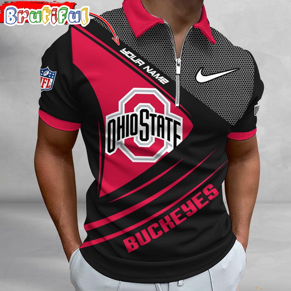 NCAA Ohio State Buckeyes Polo Shirt Sporty Zip Polo Shirt