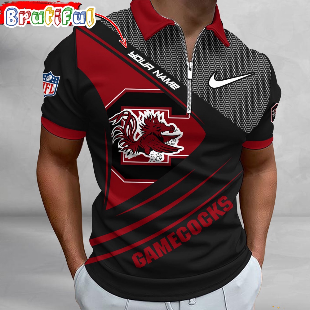 NCAA South Carolina Gamecocks Polo Shirt Sporty Zip Polo Shirt