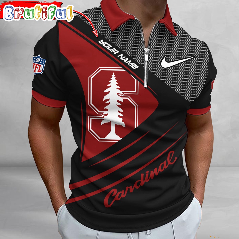 NCAA Stanford Cardinal Polo Shirt Sporty Zip Polo Shirt
