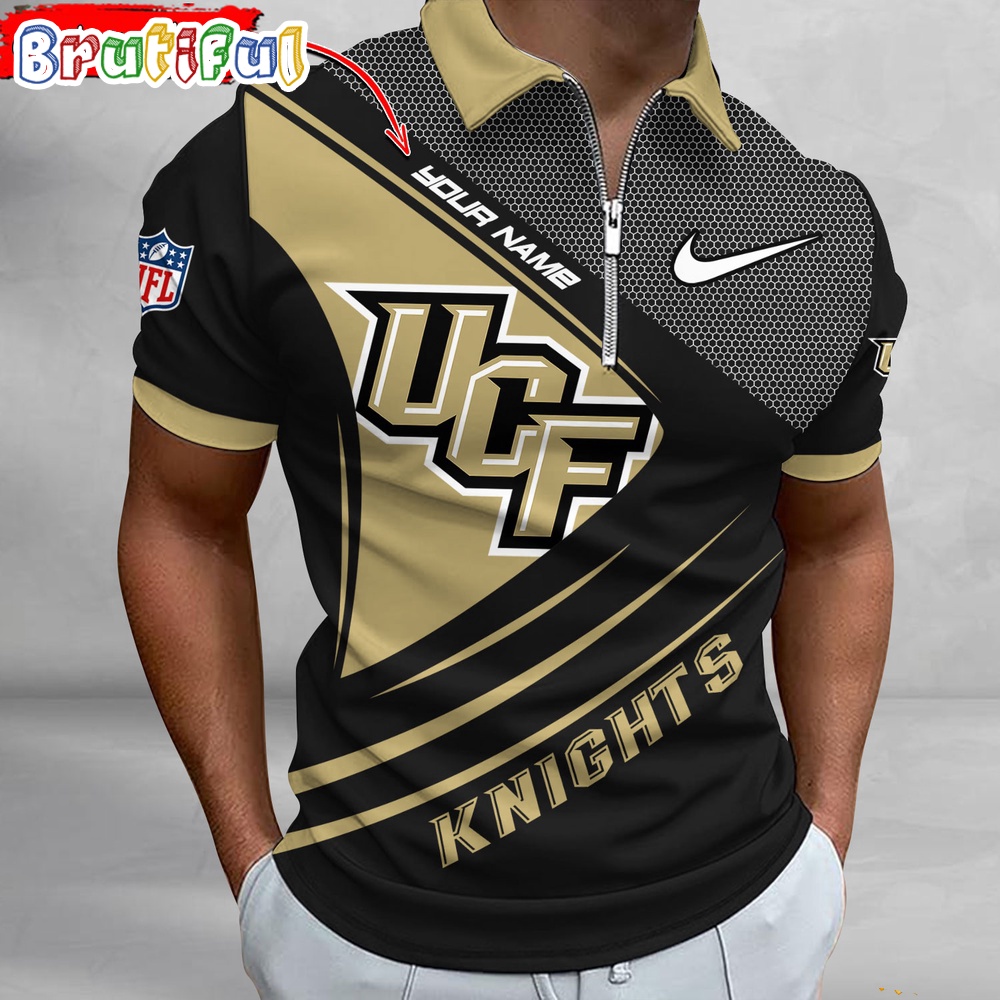 NCAA UCF Knights Polo Shirt Sporty Zip Polo Shirt
