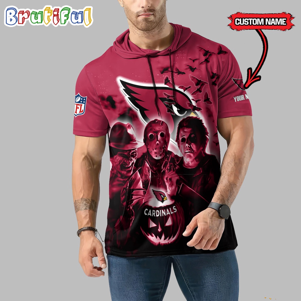 NFL Arizona Cardinals Horror Characters Essential Halloween Sleeveless Hoodie 1