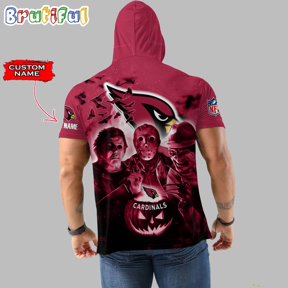 NFL Arizona Cardinals Horror Characters Essential Halloween Sleeveless Hoodie 2