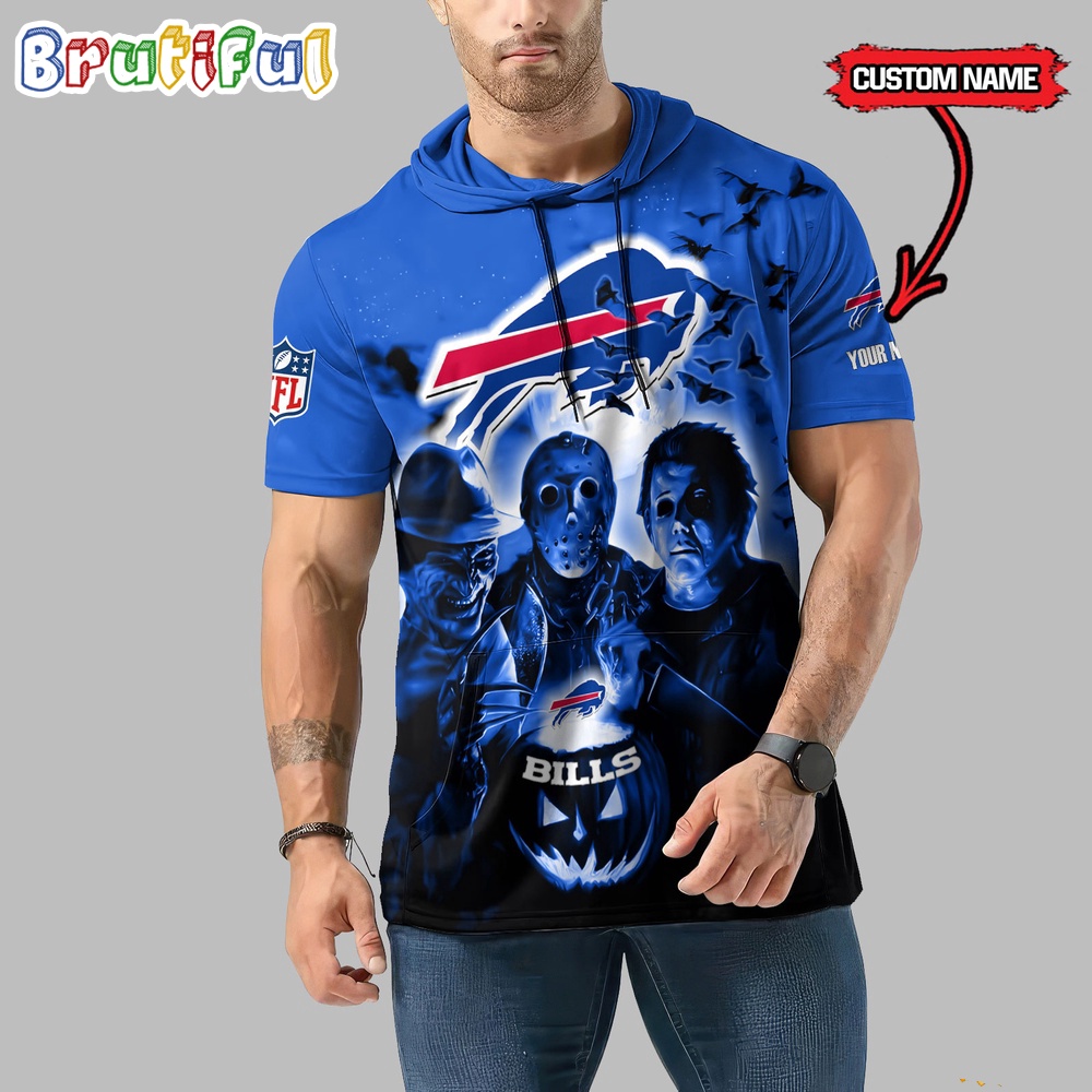 NFL Buffalo Bills Horror Characters Essential Halloween Sleeveless Hoodie 1