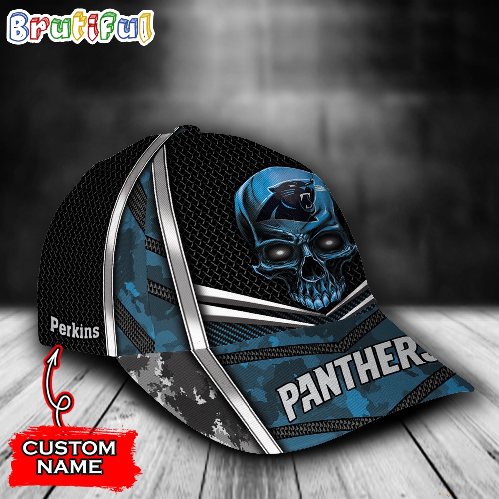 NFL Carolina Panthers Special Halloween Skull Custom Baseball Cap 2