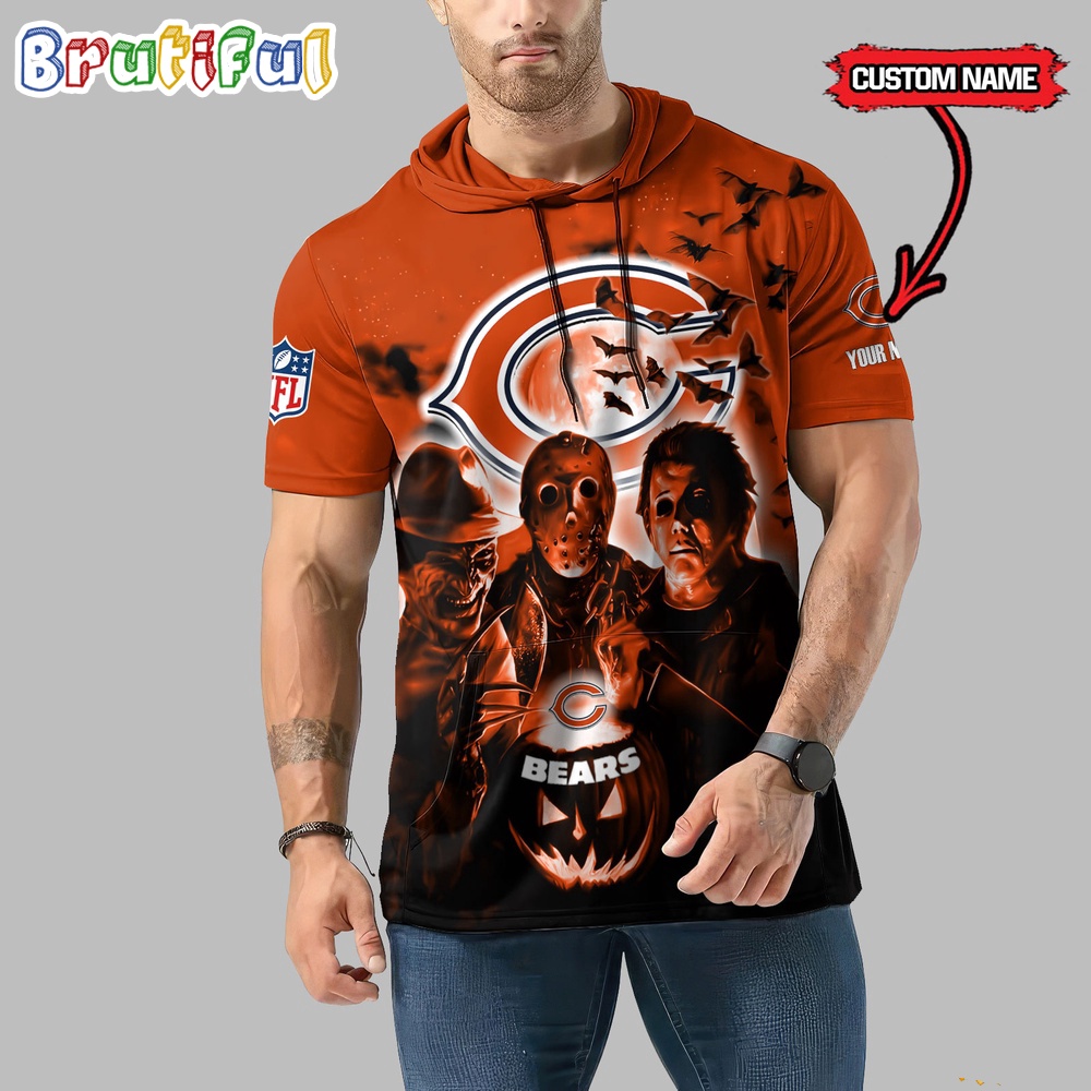 NFL Chicago Bears Horror Characters Essential Halloween Sleeveless Hoodie 1