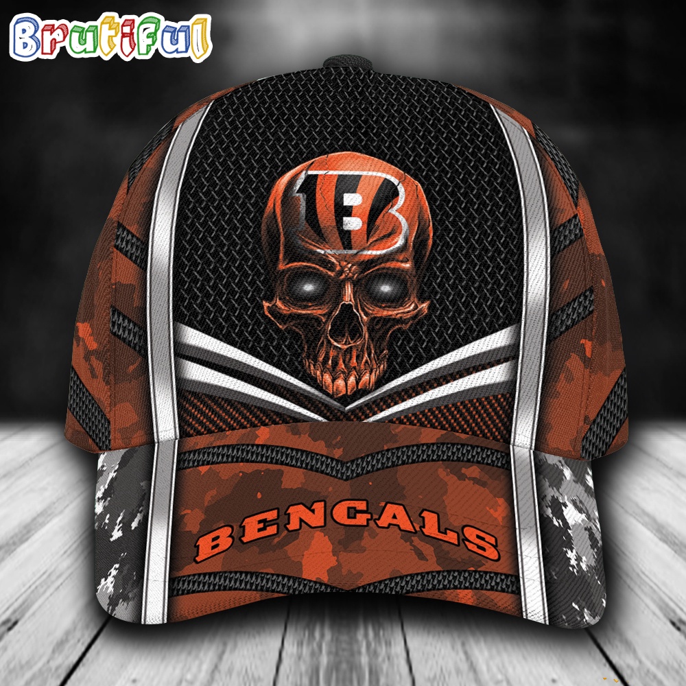 NFL Cincinnati Bengals Special Halloween Skull Custom Baseball Cap 1