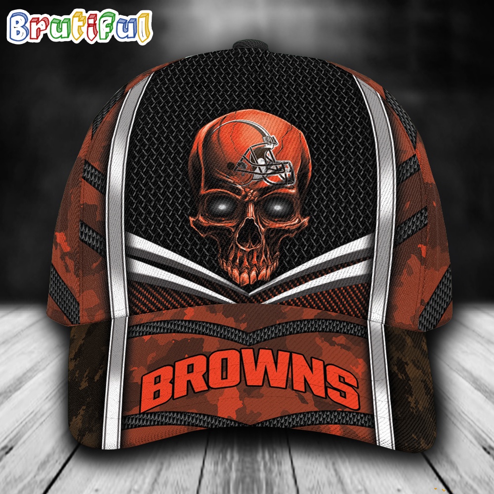 NFL Cleveland Browns Special Halloween Skull Custom Baseball Cap 1