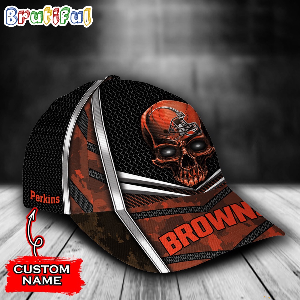 NFL Cleveland Browns Special Halloween Skull Custom Baseball Cap 2