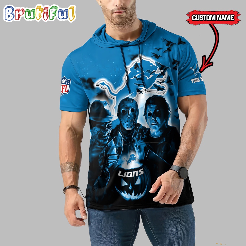 NFL Detroit Lions Horror Characters Essential Halloween Sleeveless Hoodie 1