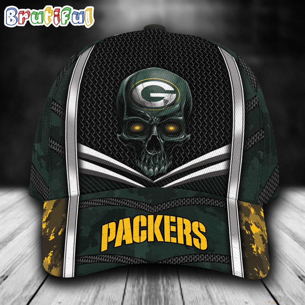 NFL Green Bay Packers Special Halloween Skull Custom Baseball Cap 1