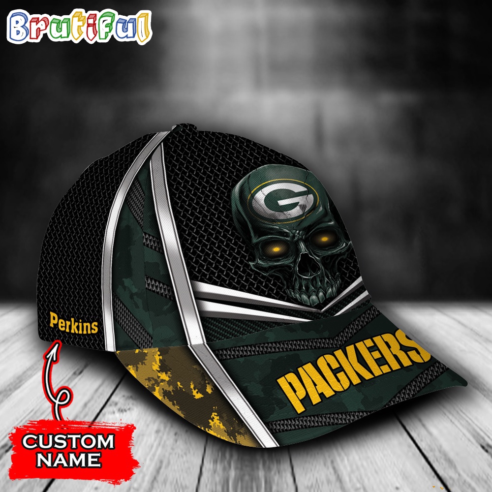 NFL Green Bay Packers Special Halloween Skull Custom Baseball Cap 2