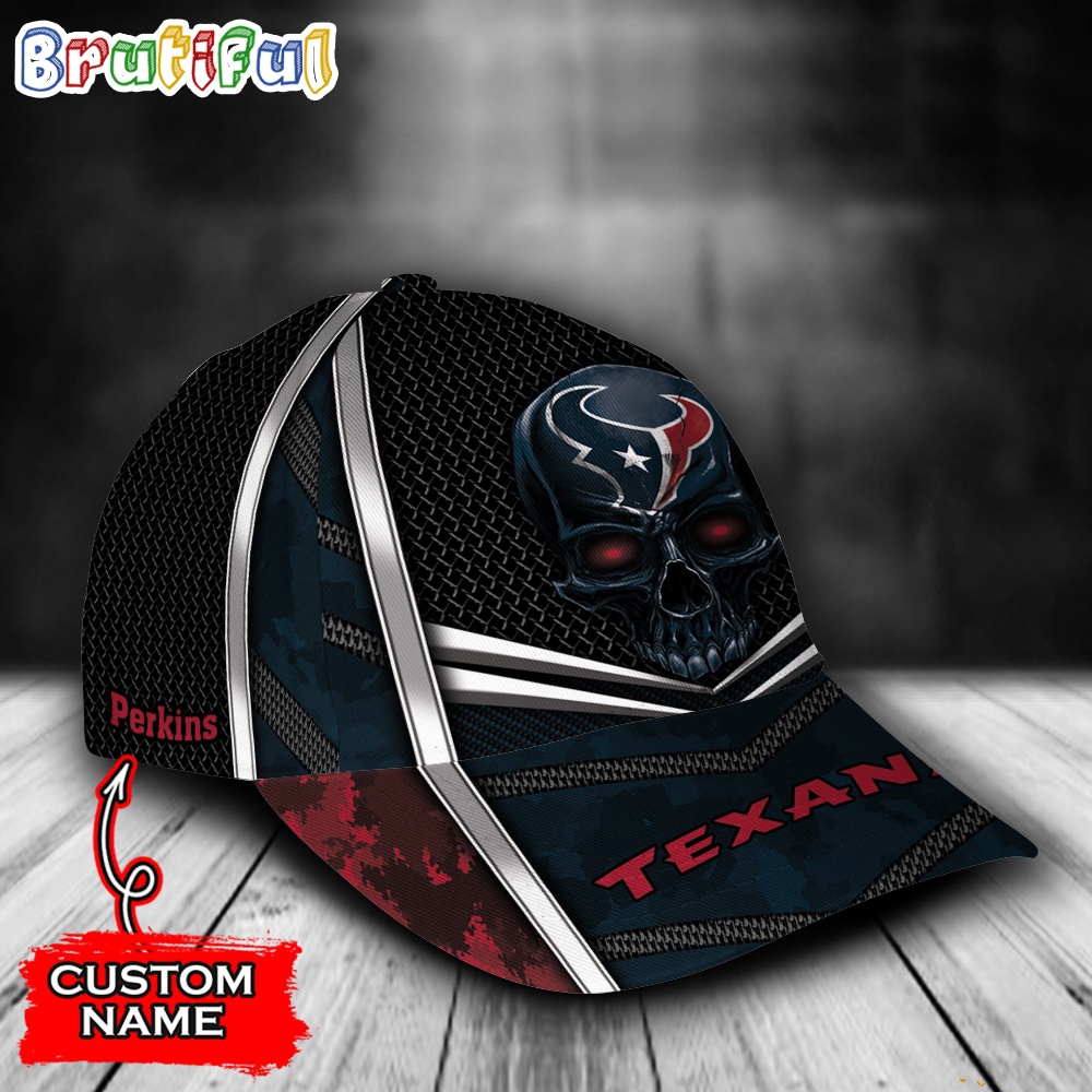 NFL Houston Texans Special Halloween Skull Custom Baseball Cap 2