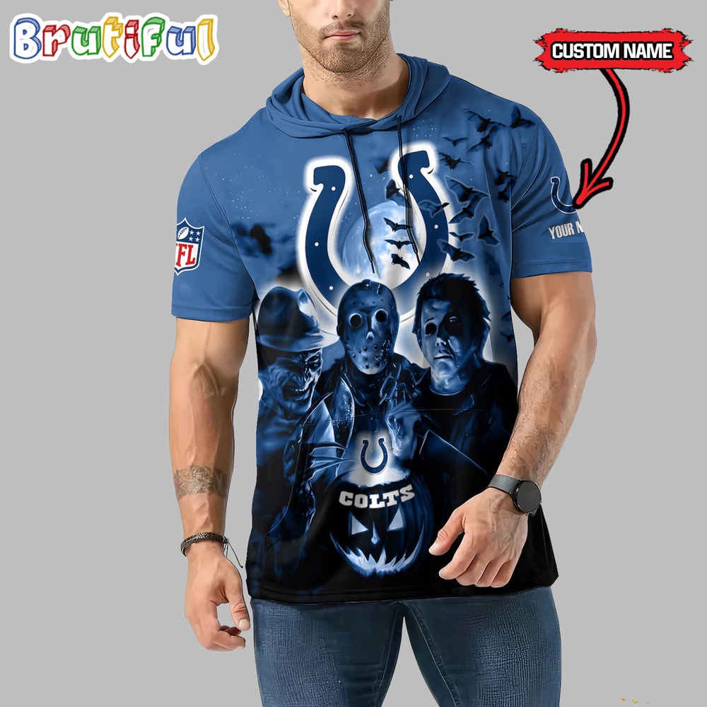 NFL Indianapolis Colts Horror Characters Essential Halloween Sleeveless Hoodie 1