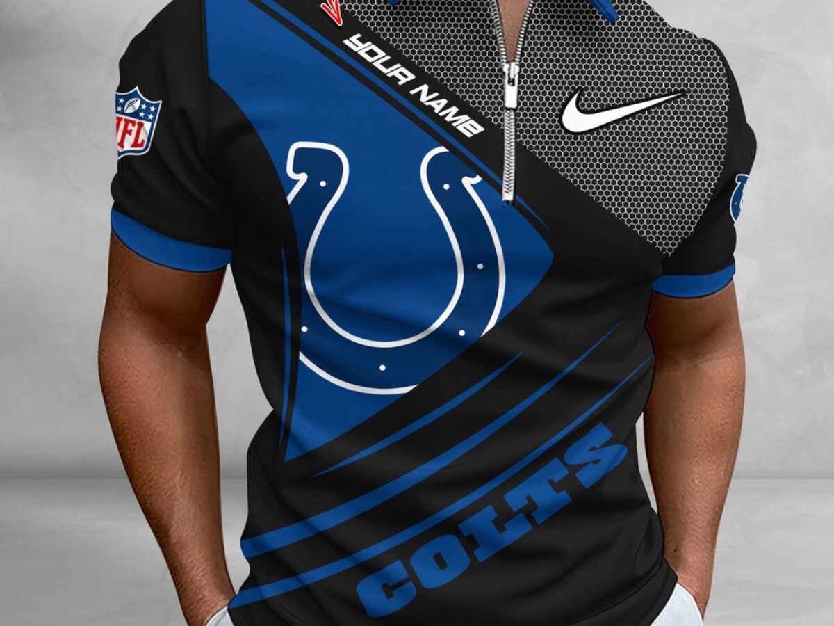NFL Indianapolis Colts Polo Shirt, Football Sport Zip Polo Shirt