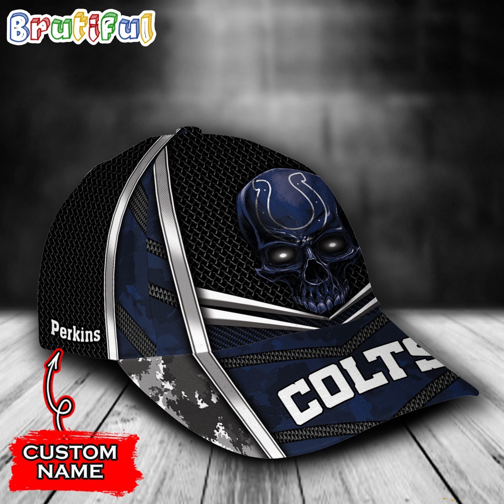 NFL Indianapolis Colts Special Halloween Skull Custom Baseball Cap 2
