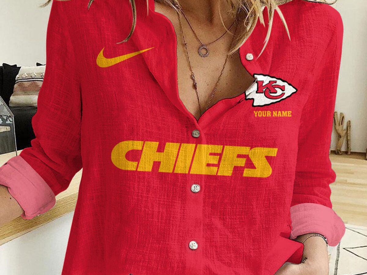 NFL Kansas City Chiefs Custom Women Casual Shirt, NFL Women's Clothing