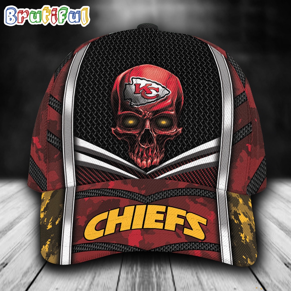 NFL Kansas City Chiefs Special Halloween Skull Custom Baseball Cap 1